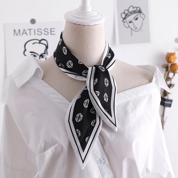women silk scarf small handle bag ribbons female head scarves wrap girl foulard lip print, Blue;gray
women silk scarf small handle bag ribbons female head scarves wrap girl foulard lip print, Blue;gray