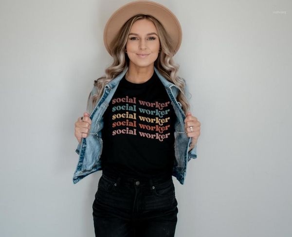 women's t-shirt social worker women casual shirt colorful slogan letter female kawaii graphic tee, White
women's t-shirt social worker women casual shirt colorful slogan letter female kawaii graphic tee, White
