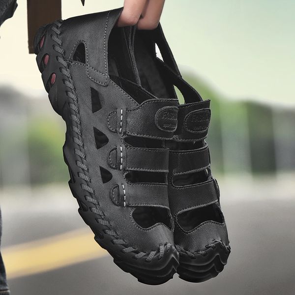 summer men sandals genuine leather non-slip men outdoor casual shoes handmade breathable mens sandals beach shoes plus size 46, Black
summer men sandals genuine leather non-slip men outdoor casual shoes handmade breathable mens sandals beach shoes plus size 46, Black
