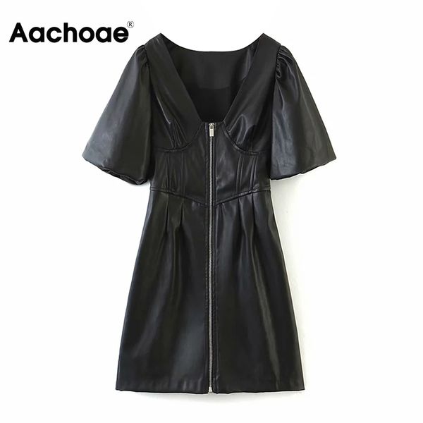 chic women black faux leather mini dresses puff short sleeve pleated party dress v neck pu zipper dress vestidos, Black;white
chic women black faux leather mini dresses puff short sleeve pleated party dress v neck pu zipper dress vestidos, Black;white