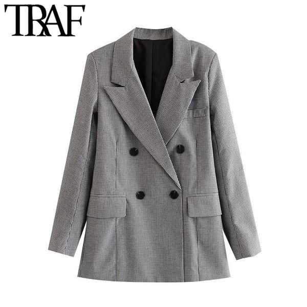 traf women fashion double breasted check blazer coat vintage long sleeve pockets female outerwear chic 210415, Black;brown
traf women fashion double breasted check blazer coat vintage long sleeve pockets female outerwear chic 210415, Black;brown