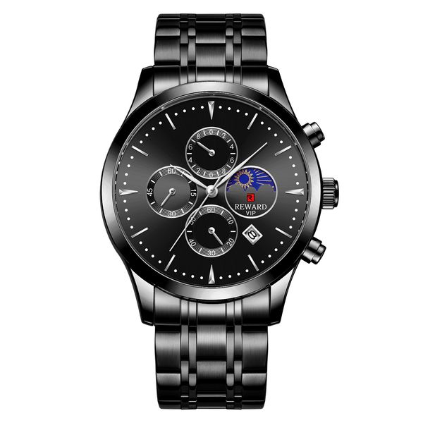 reward vip watches rd81007m classic black gents quartz watch superior steel band waterproof moon phase chronometer sports wristwatch big dia, Slivery;brown
reward vip watches rd81007m classic black gents quartz watch superior steel band waterproof moon phase chronometer sports wristwatch big dia, Slivery;brown