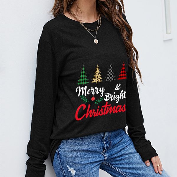 women t-shirt tees autumn winter ladies christmas tree pattern english letters printing casual sport loose street wear long sleeve round co, White
women t-shirt tees autumn winter ladies christmas tree pattern english letters printing casual sport loose street wear long sleeve round co, White