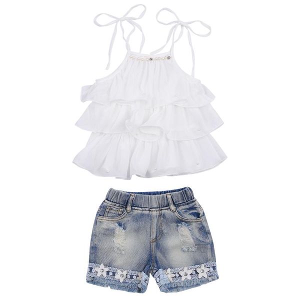 citgeesummer fashion infant kids baby girls white vest and shorts suit solid denim pants clothes set clothing sets
citgeesummer fashion infant kids baby girls white vest and shorts suit solid denim pants clothes set clothing sets