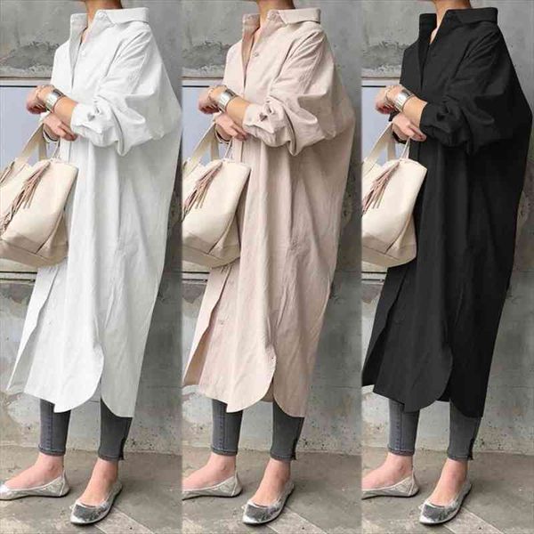 women solid shirt dress stylish split sundress casual long sleeve mid-calf vestidos female button robe femme, Black;gray
women solid shirt dress stylish split sundress casual long sleeve mid-calf vestidos female button robe femme, Black;gray