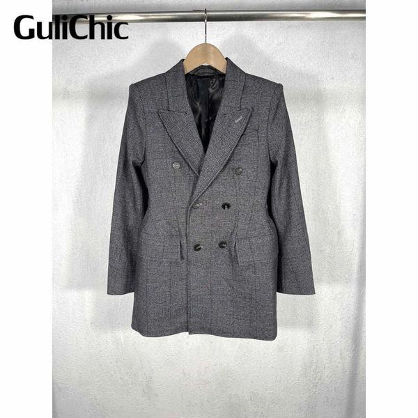 women's suits & blazers 8.14 gulichic women fashion wool double breasted plaid collect waist temperament luxury blazer, White;black
women's suits & blazers 8.14 gulichic women fashion wool double breasted plaid collect waist temperament luxury blazer, White;black