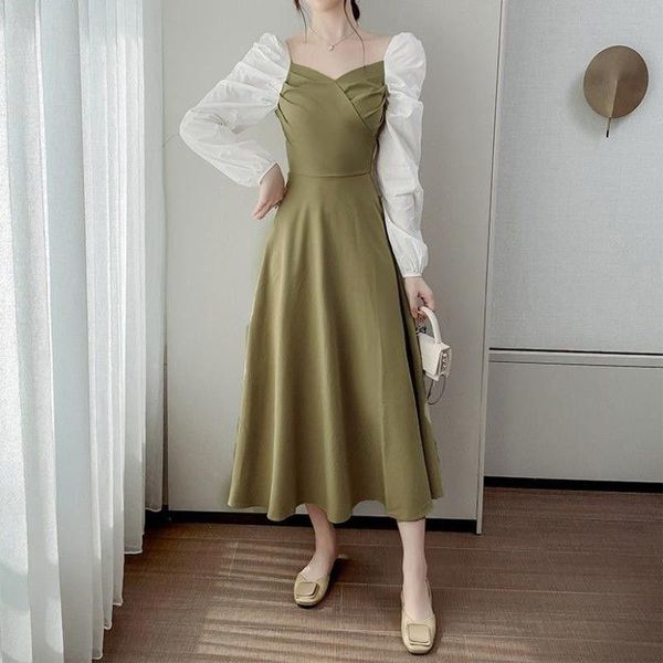 square collar puff sleeve black dress long for women autumn winter dresses vestido de mujer casual, Black;gray
square collar puff sleeve black dress long for women autumn winter dresses vestido de mujer casual, Black;gray