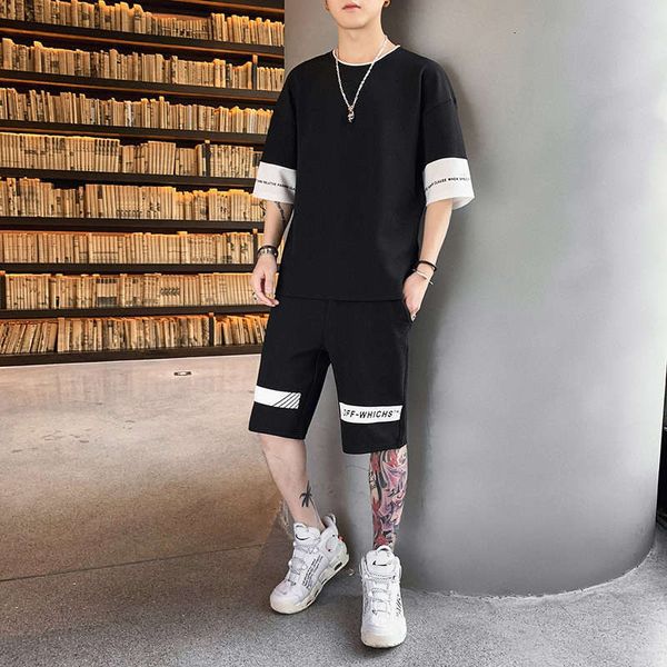 summer tracksuits sleeve men's korean fashion round neck t-shirt five point short sports casual suit, Gray
summer tracksuits sleeve men's korean fashion round neck t-shirt five point short sports casual suit, Gray