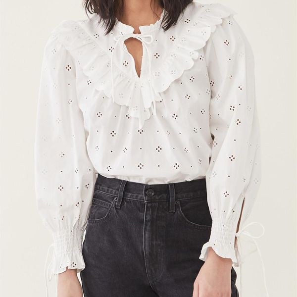 women's blouses & shirts women white blouse ruffles lace-up collar ladies sweet long sleeve hollow out shirt and 2021 spring summer gi
women's blouses & shirts women white blouse ruffles lace-up collar ladies sweet long sleeve hollow out shirt and 2021 spring summer gi