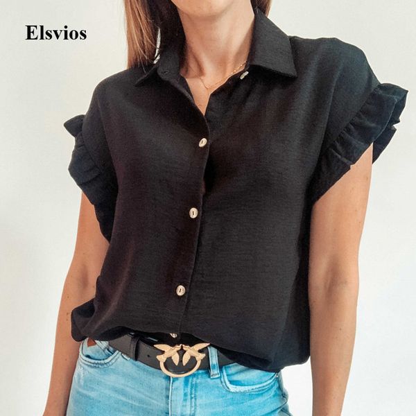 women's blouses & shirts women elegant solid ruffle blouse 2021 summer casual short sleeve button blusa fashion turn-down col, White
women's blouses & shirts women elegant solid ruffle blouse 2021 summer casual short sleeve button blusa fashion turn-down col, White