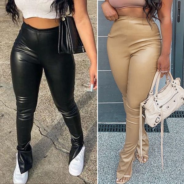womens pu leather side slit stacking faux leather slim slimming breathable stretch pants, Black;white
womens pu leather side slit stacking faux leather slim slimming breathable stretch pants, Black;white