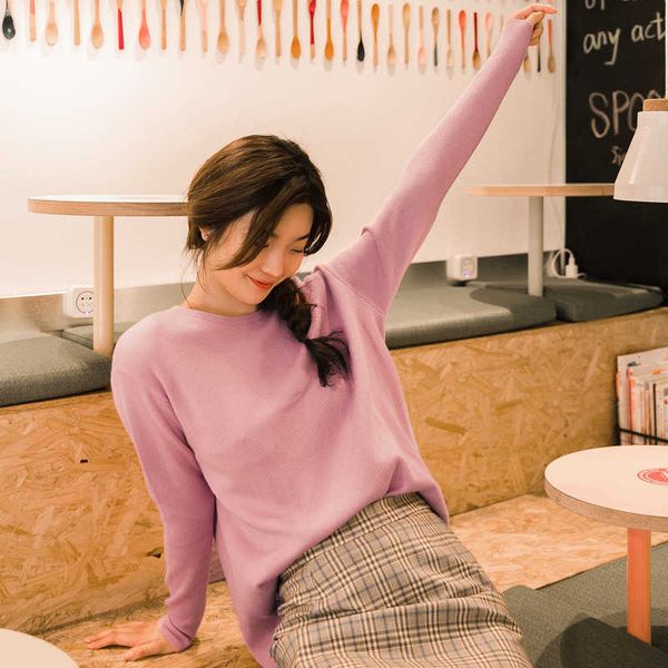 women's sweaters sweater inamn spring autumn solid color round collar loose style women long sleeve knit sweater pctl, White;black
women's sweaters sweater inamn spring autumn solid color round collar loose style women long sleeve knit sweater pctl, White;black