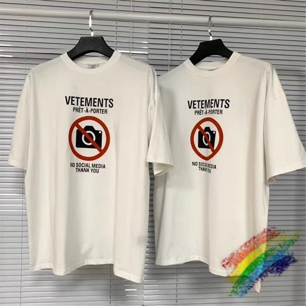 vetements no social media women men 1:1 antisocial tee vtm, White;black