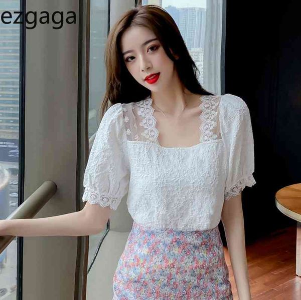 ezgaga lace patchwork blouse women summer new square collr puff sleeve korean chic floral shirts slim thin lace-up ladies blusas 210430, White
ezgaga lace patchwork blouse women summer new square collr puff sleeve korean chic floral shirts slim thin lace-up ladies blusas 210430, White