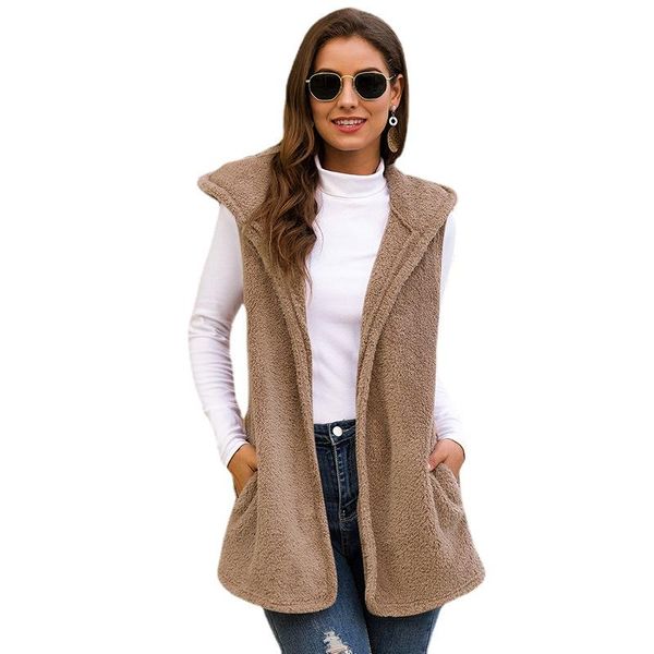 women's vests 2021 autumn winter hooded faux fur vest women plus size 2xl fluffy warm cardigan coat with pockets female streetwear, Black;white
women's vests 2021 autumn winter hooded faux fur vest women plus size 2xl fluffy warm cardigan coat with pockets female streetwear, Black;white