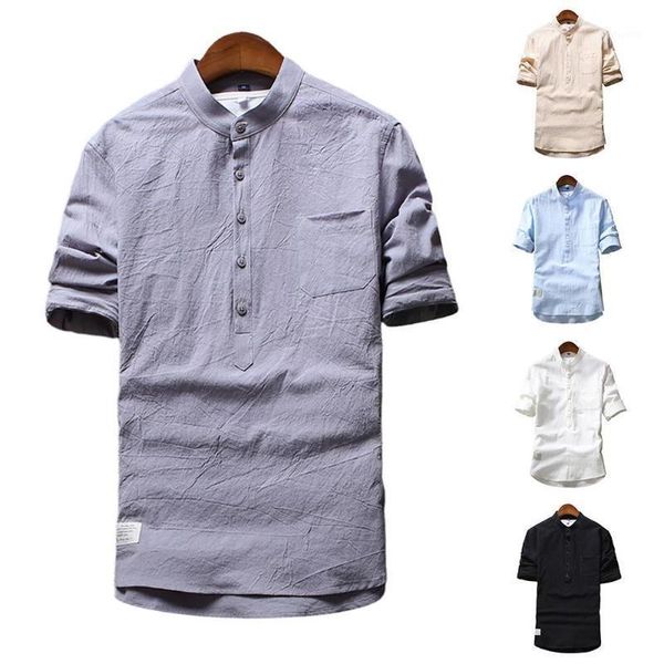 solid color casual shirts for men cotton linen shirt male 3/4 sleeve stand collar chemise homme camisas para hombre men's, White;black
solid color casual shirts for men cotton linen shirt male 3/4 sleeve stand collar chemise homme camisas para hombre men's, White;black