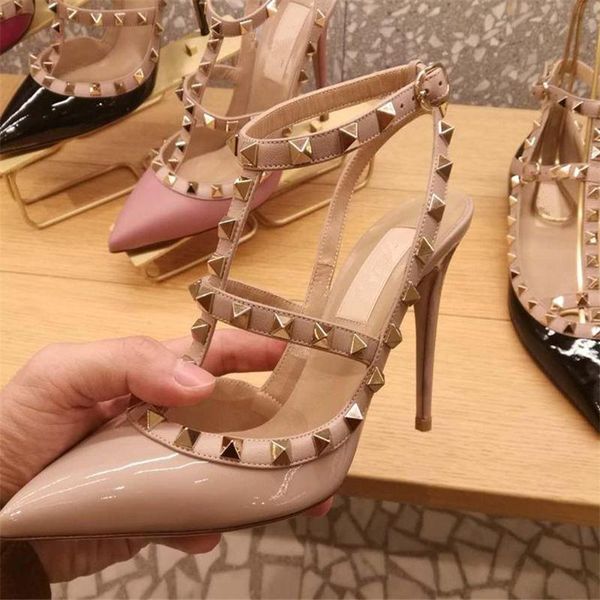 dress shoes designer pointed toe gladiator pumps women cross narrow band rivet high heels party ladies fo7, Black 
dress shoes designer pointed toe gladiator pumps women cross narrow band rivet high heels party ladies fo7, Black