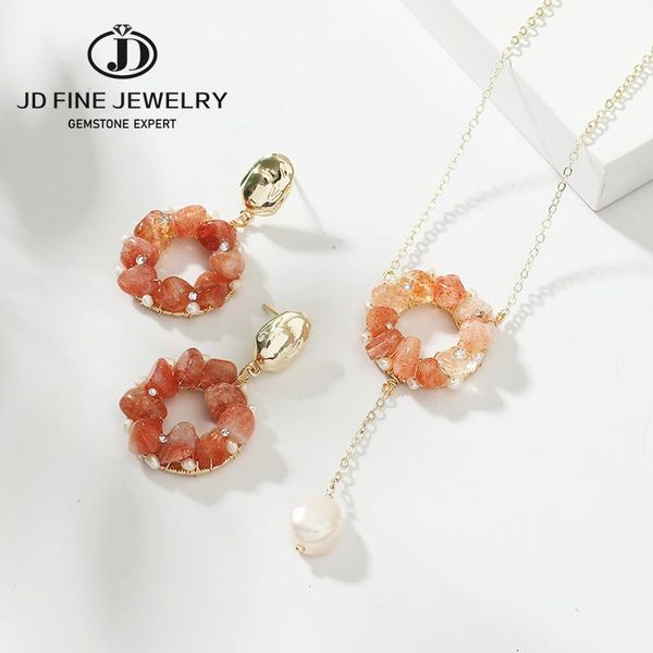 earrings & necklace jd natural white pearl irregular sunstone beads gravel semi-precious stones for women fashion trendy jewelry, Silver
earrings & necklace jd natural white pearl irregular sunstone beads gravel semi-precious stones for women fashion trendy jewelry, Silver
