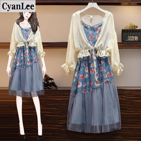 plus size women boho floral print mesh patchwork dress beach holiday spaghetti and sunscreen two piece set korean, White
plus size women boho floral print mesh patchwork dress beach holiday spaghetti and sunscreen two piece set korean, White