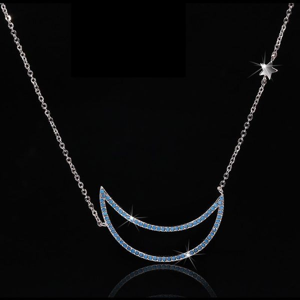 pendant necklaces bohemia women's moon star blue cubic zirconia exquisite necklace with chain wedding jewelry, Silver
pendant necklaces bohemia women's moon star blue cubic zirconia exquisite necklace with chain wedding jewelry, Silver