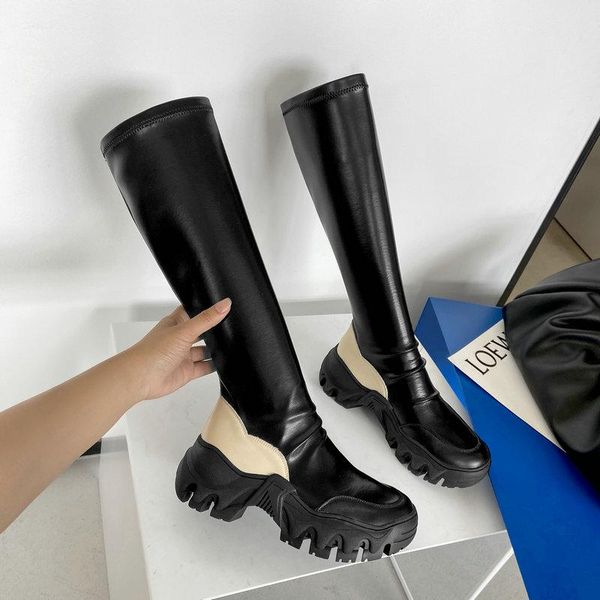 boots genuine leather women knee high punk style casual shoes woman thick heeled platform long size 40, Black
boots genuine leather women knee high punk style casual shoes woman thick heeled platform long size 40, Black