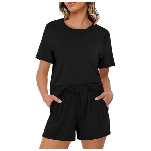 women's tracksuits summer womens two piece outfits short sleeve black t-shirt drawstring shorts sets with pockets female tracksuit spor, Gray
women's tracksuits summer womens two piece outfits short sleeve black t-shirt drawstring shorts sets with pockets female tracksuit spor, Gray