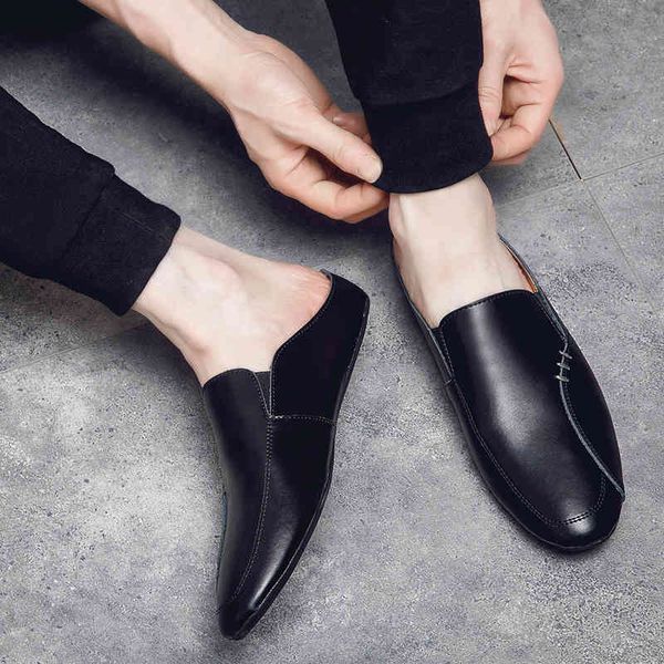 dress shoes half slipper men summer british fashion man genuine leather slip on designer flat loafers lazy casual sandals, Black
dress shoes half slipper men summer british fashion man genuine leather slip on designer flat loafers lazy casual sandals, Black