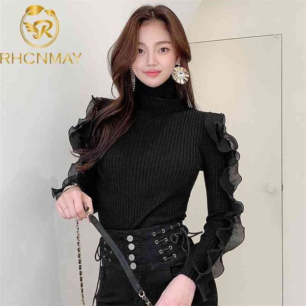 winter korean style women's temperament slim pullovers knit high collar leaky shoulder stitching lace sweater bottoming 210506, White;black
winter korean style women's temperament slim pullovers knit high collar leaky shoulder stitching lace sweater bottoming 210506, White;black