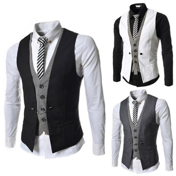 men's vests men casual stand collar slim button fake pocket spring, autumn, winter business suit vest waistcoat, Black;white
men's vests men casual stand collar slim button fake pocket spring, autumn, winter business suit vest waistcoat, Black;white