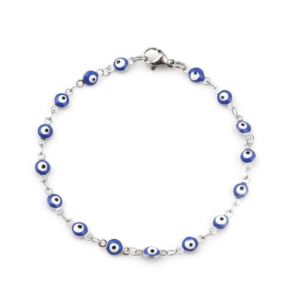 link, chain stainless steel bracelets for women silver color round evil eye enamel on the hand 19.5cm(7 5/8") long, 1 piece, Black
link, chain stainless steel bracelets for women silver color round evil eye enamel on the hand 19.5cm(7 5/8") long, 1 piece, Black