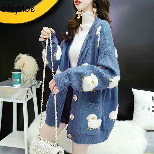 cartoon knitted cardigan autumn winter thicken sweater coat women single breasted v neck loose knitwear jacket 1e755 210422, White;black
cartoon knitted cardigan autumn winter thicken sweater coat women single breasted v neck loose knitwear jacket 1e755 210422, White;black