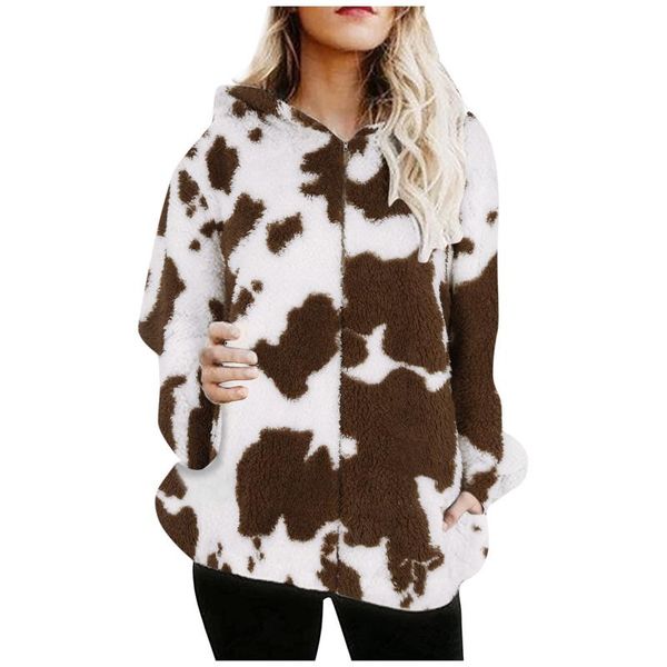 women's jackets winter warm hooded jacket women fashion milk print plush thickened zipper coat harajuku loose casual pocket long sleeve, Black;brown
women's jackets winter warm hooded jacket women fashion milk print plush thickened zipper coat harajuku loose casual pocket long sleeve, Black;brown