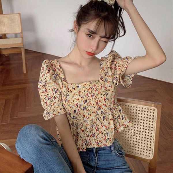 blouse women summer casual square collar chiffon sweet short floral print fashion . women's blouses & shirts, White
blouse women summer casual square collar chiffon sweet short floral print fashion . women's blouses & shirts, White