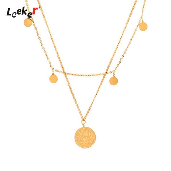 pendant necklaces leeker 2 layers stainless steel necklace for women with evil eye round coin fashion jewelry 2021 284 lk2, Silver
pendant necklaces leeker 2 layers stainless steel necklace for women with evil eye round coin fashion jewelry 2021 284 lk2, Silver