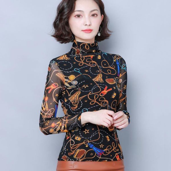 women's blouse bright printed bottoming shirt ladies long-sleeved 2021 autumn winter clothing slim mesh slimming shirts blouses &, White
women's blouse bright printed bottoming shirt ladies long-sleeved 2021 autumn winter clothing slim mesh slimming shirts blouses &, White