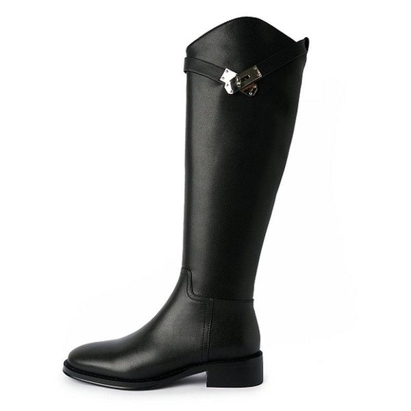 boots comfortable low heels women knee-high autumn winter metal decoration fashion concise genuine leather shoes woman, Black
boots comfortable low heels women knee-high autumn winter metal decoration fashion concise genuine leather shoes woman, Black