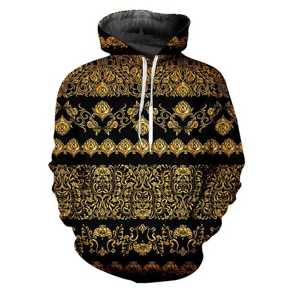 men's hoodies & sweatshirts eu size baroque style 3d printing golden floral luxury men women plus pullover wholesale clothing, Black 
men's hoodies & sweatshirts eu size baroque style 3d printing golden floral luxury men women plus pullover wholesale clothing, Black