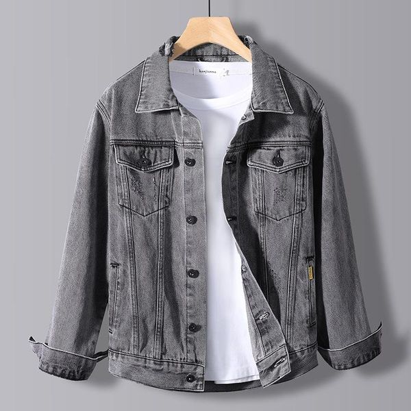 men's jackets denim spring holed jacket slim korean fashion clothes smoky gray handsome and autumn student, Black;brown
men's jackets denim spring holed jacket slim korean fashion clothes smoky gray handsome and autumn student, Black;brown