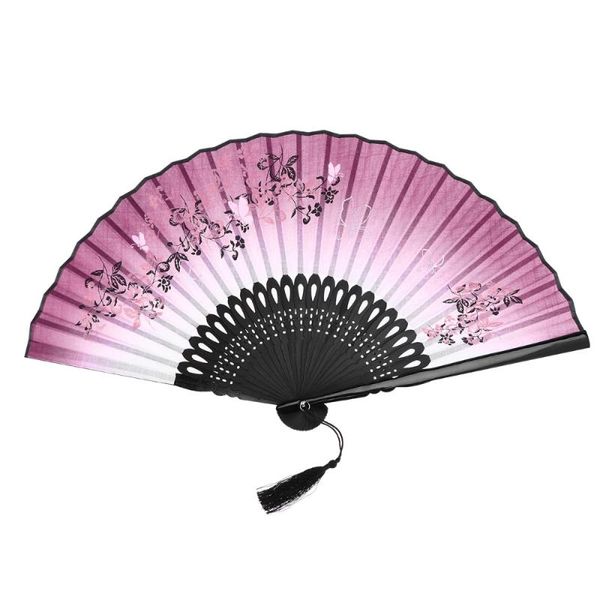 and flower style folding bamboo hand fan with tassel (red+black) other home decor