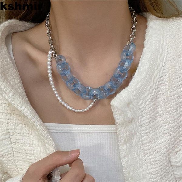 pendant necklaces blue metal patchwork fashion pearl necklace 2021 korean exquisite acrylic iron steel female girls birthday party, Silver
pendant necklaces blue metal patchwork fashion pearl necklace 2021 korean exquisite acrylic iron steel female girls birthday party, Silver