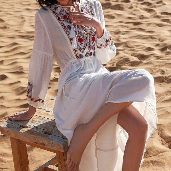 jastie embroidery ethnic women dress tassel lace up v-neck long sleeve maxi dresses boho seaside vacation beach long vestidos 210419, White
jastie embroidery ethnic women dress tassel lace up v-neck long sleeve maxi dresses boho seaside vacation beach long vestidos 210419, White