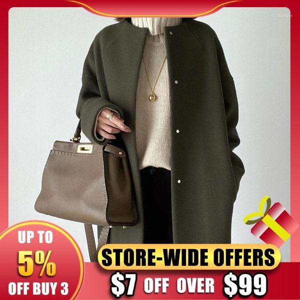 women's wool & blends korean fashion autumn coat thin oversized green round neck blend long trench coats women fall office ladies casua, Black
women's wool & blends korean fashion autumn coat thin oversized green round neck blend long trench coats women fall office ladies casua, Black