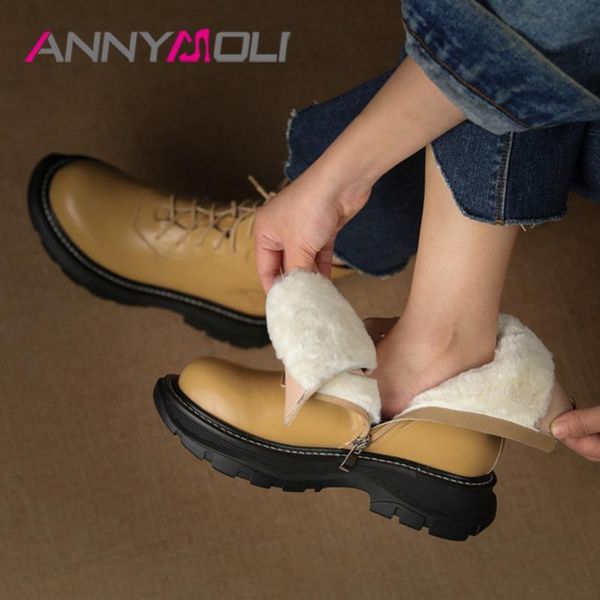 boots annymoli flat platform motorcycle woman real leather ankle zip genuine wool short lace up female shoes size 42, Black
boots annymoli flat platform motorcycle woman real leather ankle zip genuine wool short lace up female shoes size 42, Black