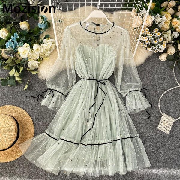 casual dresses mozision mesh flare sleeve lace-up dress for women o neck high waist a-line ladies 2021 winter loose elegant, Black;gray
casual dresses mozision mesh flare sleeve lace-up dress for women o neck high waist a-line ladies 2021 winter loose elegant, Black;gray