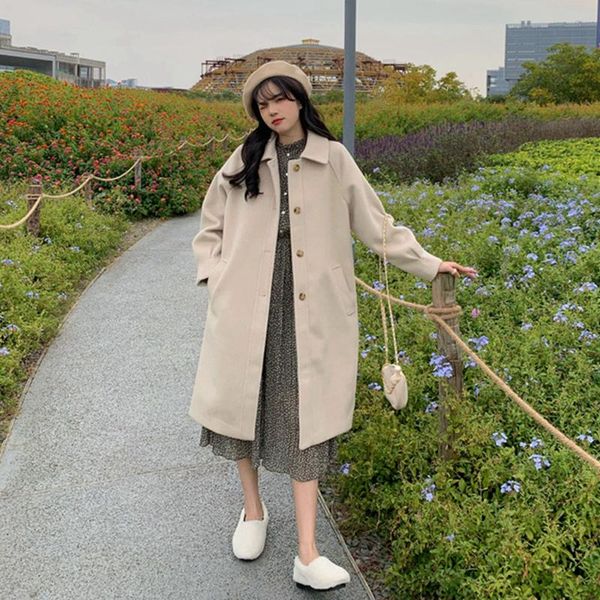 women's wool & blends women turn-down collar button woolen coats womens cold-resistant warm thicker fashion chic ins all-match ladies, Black
women's wool & blends women turn-down collar button woolen coats womens cold-resistant warm thicker fashion chic ins all-match ladies, Black