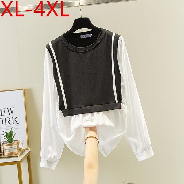 plus size t-shirt missfansiqi spring autumn women o neck long sleeve black patchwork white large loose casual tees 3xl 4xl
plus size t-shirt missfansiqi spring autumn women o neck long sleeve black patchwork white large loose casual tees 3xl 4xl