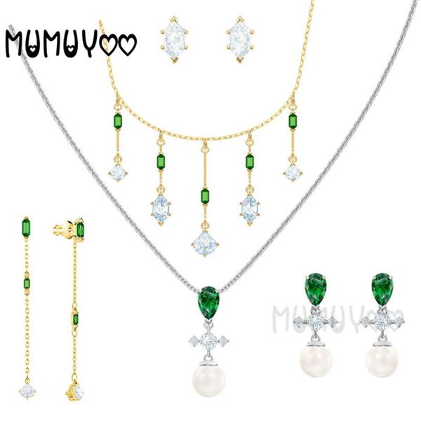 pendant necklaces fashion jewelry swa 1:1 charm ladies necklace green crystal zircon for women, Silver
pendant necklaces fashion jewelry swa 1:1 charm ladies necklace green crystal zircon for women, Silver