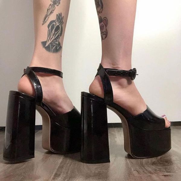 dress shoes lapolaka woman customized extreme high heels patent leather platform summer party sandals, Black
dress shoes lapolaka woman customized extreme high heels patent leather platform summer party sandals, Black