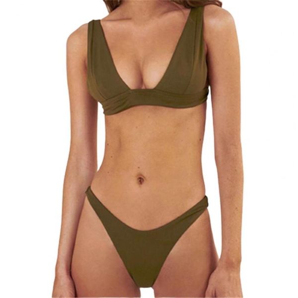 women's swimwear push up bikini set solid color brassiere two pieces women deep v neck bra briefs summer beachwear 6 colors, White;black
women's swimwear push up bikini set solid color brassiere two pieces women deep v neck bra briefs summer beachwear 6 colors, White;black