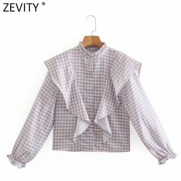 women vintage stand collar plaid print cascading ruffle shirt female breasted blouse roupas chic chemise ls9097 210420, White
women vintage stand collar plaid print cascading ruffle shirt female breasted blouse roupas chic chemise ls9097 210420, White
